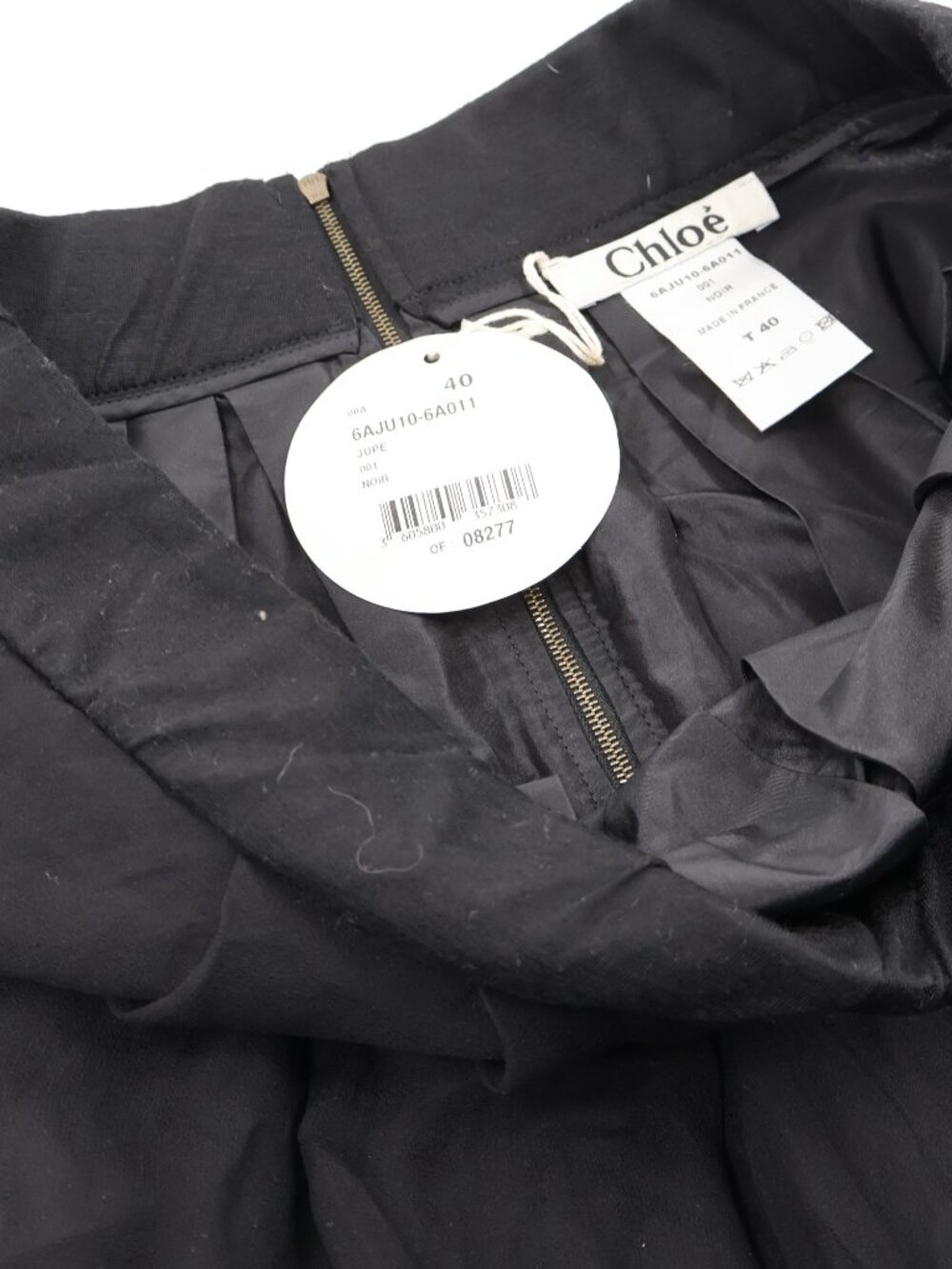 Chloe Mini Skirt Womens IT 40 Black Noir Pleated Scalloped Hem Made in France NW - Picture 8 of 11